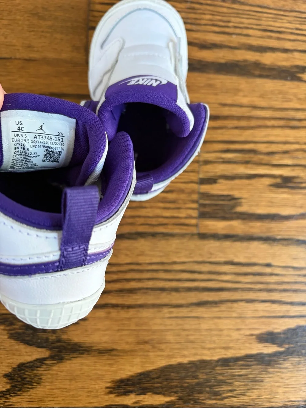 Nike Air Jordan 1 Crib Bootie Court Purple - Size 4C (OG Box) - Baby Shoes